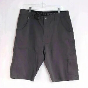 Prana Zion Gray Cargo Shorts Large x 12" inseam M3STRE110 smoke color